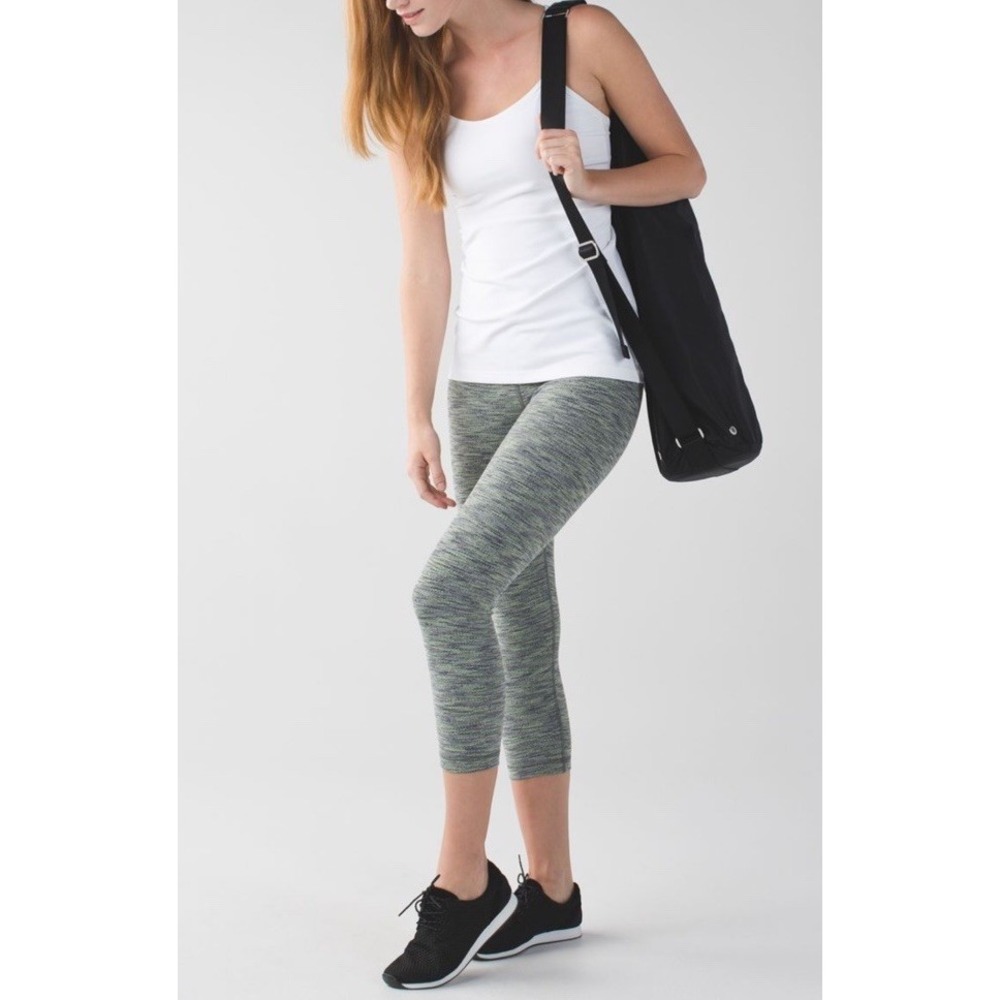 Lululemon Wunder Under Cropped Leggings Women's Size 4 Jacquard Space Dye Gray